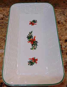 Pfaltzgraff Christmas Heritage Ceramic Bread Loaf Tray Holly Berries - Picture 1 of 4