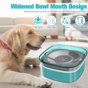 70oz Dog Water Bowl 2L No Spill Dog Bowl Large Spill-Proof Slow Water Feeder - Picture 1 of 7