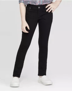 Cat & Jack Girls Mid Rise Ultimate Stretch Skinny Black Jeans - Picture 1 of 4