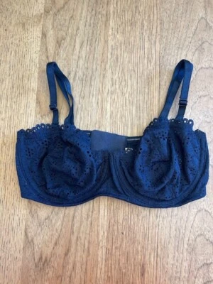 Sexy Camiseta Victoria's Secret Ensign Azul Encaje 32D Sin Tirantes Sujetador Sin Forro VS Foto 1 de 2