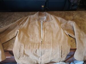WILSONS M. JULIAN Tan/Beige Light Brown Suede Leather Lined Jacket Coat Mens XLT