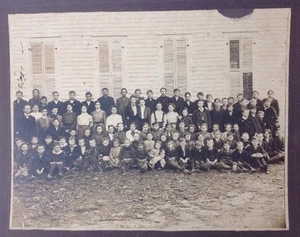 Antique Group School Class Photo Boys Girls Teacher Black White Sepia Tone 11x14 - Picture 1 of 7