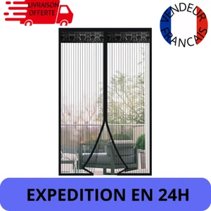 Moustiquaire à Fermeture Magnétique Rideau Porte Anti Moustique Automatique Noir - Imagen 1 de 4