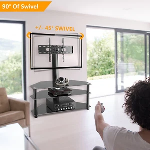 Schwenkbare Boden TV-Halterung, Plasma LCD LED Flach Entertainment Ständer Basis für 37 bis 70" - Bild 1 von 12