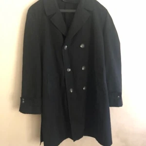 Vintage 80s Koratron Scotchguard Alligator Black Trenchcoat Large Black - Picture 1 of 4
