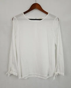 J. Crew weißes Baumwollhemd Ärmel Ausschnitte Bindebündchen Damen Gr. M neu mit Etikett - Bild 1 von 8