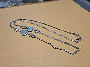 Vintage Sarah Coventry Necklace Faux Turquoise Blue Silvery Moon 18" - Picture 1 of 3