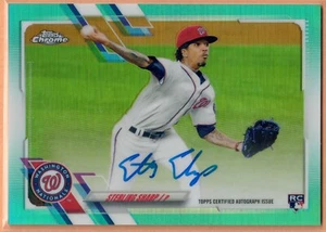 2021 Topps Chrome Sterling Sharp Aqua Refractor Auto Rookie RC #/199 Nationals - Picture 1 of 2