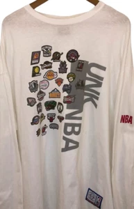 Camisa de baloncesto vintage de los años 90 para hombre talla 2X-grande blanca UNK NBA gráfico pulóver - Imagen 1 de 10