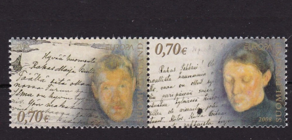 FINLAND #1312 MNH PAIR HANDWRITTEN LETTERS & PORTRAITS (EUROPA CEPT 2008) - Image 1 of 1
