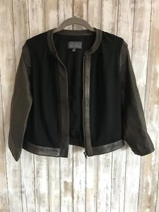Chaqueta PJK PATTERSON J. KINCAID Negra Seda Cuero Manga Borde Cremallera S Pequeña - Imagen 1 de 11