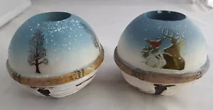 Tealight Candle Holders Christmas Winter Decor Jingle Bells Cabin Deer Birds - Picture 1 of 9