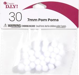 DIY White 7Mm Pom, 30 Pack - Picture 1 of 2