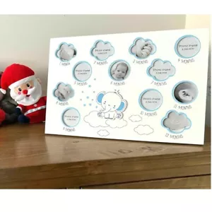 My First Year Photo Frame Picture Newborn Baby Boy Shower Gift Large Size - Picture 1 of 8