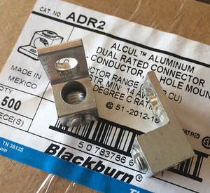 Terminal conector mecánico de doble clasificación T&B Blackburn ADR2 2-14 AWG 500 piezas - Imagen 1 de 4