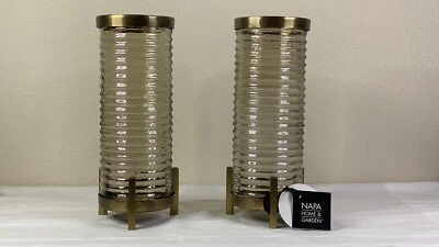 Jerome Hurricane 11英寸蜡烛/花卉支架黄铜底座玻璃纳帕家庭花园 — 第 1/4 张图片