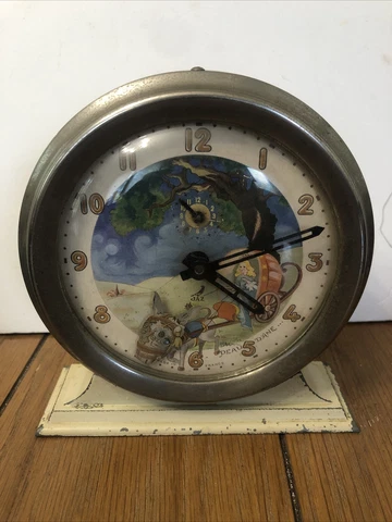 "Animated” Vintage Novelty French JAZ Alarm Clock Donkey Peau D’âne Cinderella Cover