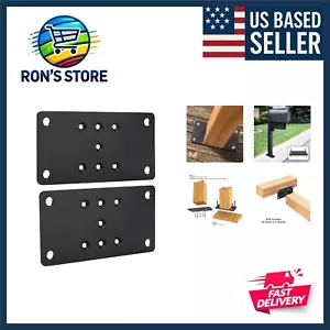 Post Anchor Base Steel Plate 2 pc for Wood Joint, Deck Railing, Wood Fence, M... - Picture 1 of 10