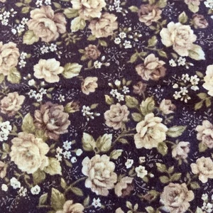 Vtg Sewing Fabric Concord Calico Tan & Brown Roses Brown background Fat Quarter - Picture 1 of 4