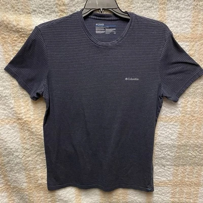 Camiseta masculina Columbia listra grande algodão manga curta cinza preta - Imagem 1 de 4