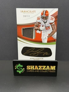 2018 Panini Immaculate JOSH GORDON Game Used Patch Auto /13 eBay 1/1 AU EY-JG - Picture 1 of 4
