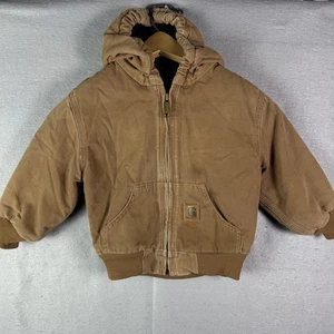 Carhartt Jacke Kleinkind 4T braun YTJ130 BRN Duck Canvas Kapuze gefüttert - Bild 1 von 7