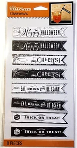 Halloween Ephemera Signs Straw Wraps Eat Drink Be Scary Jolee's 8 pcs - Picture 1 of 1