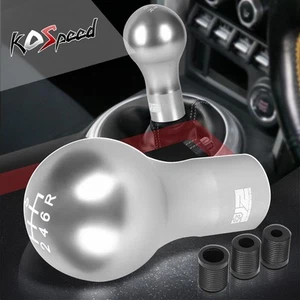 J2 Spherical Teardrop Shape 6-Speed Manual Shift Knob+8/10/12mm Adapters Silver - Picture 1 of 5