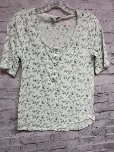 Blusa donna Lucky Brand bianco/verde taglia XS mezzo bottone - Foto 1 di 3