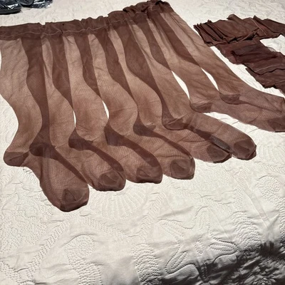 Lote de 12 pares de medias de colección diseño diamante pequeño marrón-café Foto 1 de 4