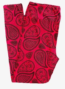 LuLaRoe TC Leggings Paisley Floral Black on Red Size 12-18 NEW 259517 - Picture 1 of 4