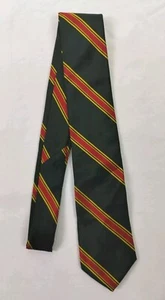 Swiss Woven Pure Silk Tie Green Red Gold Stripes 56" X 3" - Picture 1 of 6