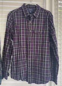 American Eagle Camicia di Flanella Slim Fit Viola Nero Grigio - Uomo XL - Foto 1 di 3