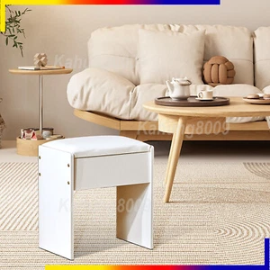 White Vanity Stool Bedroom Furniture Makeup Dressing Chair With Cushioned Seat - Picture 1 of 10