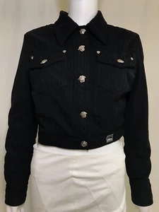 Versace Jeans Couture Women Jacket Coat Rare Black Gold Medusa Buttons S 40 - Picture 1 of 11