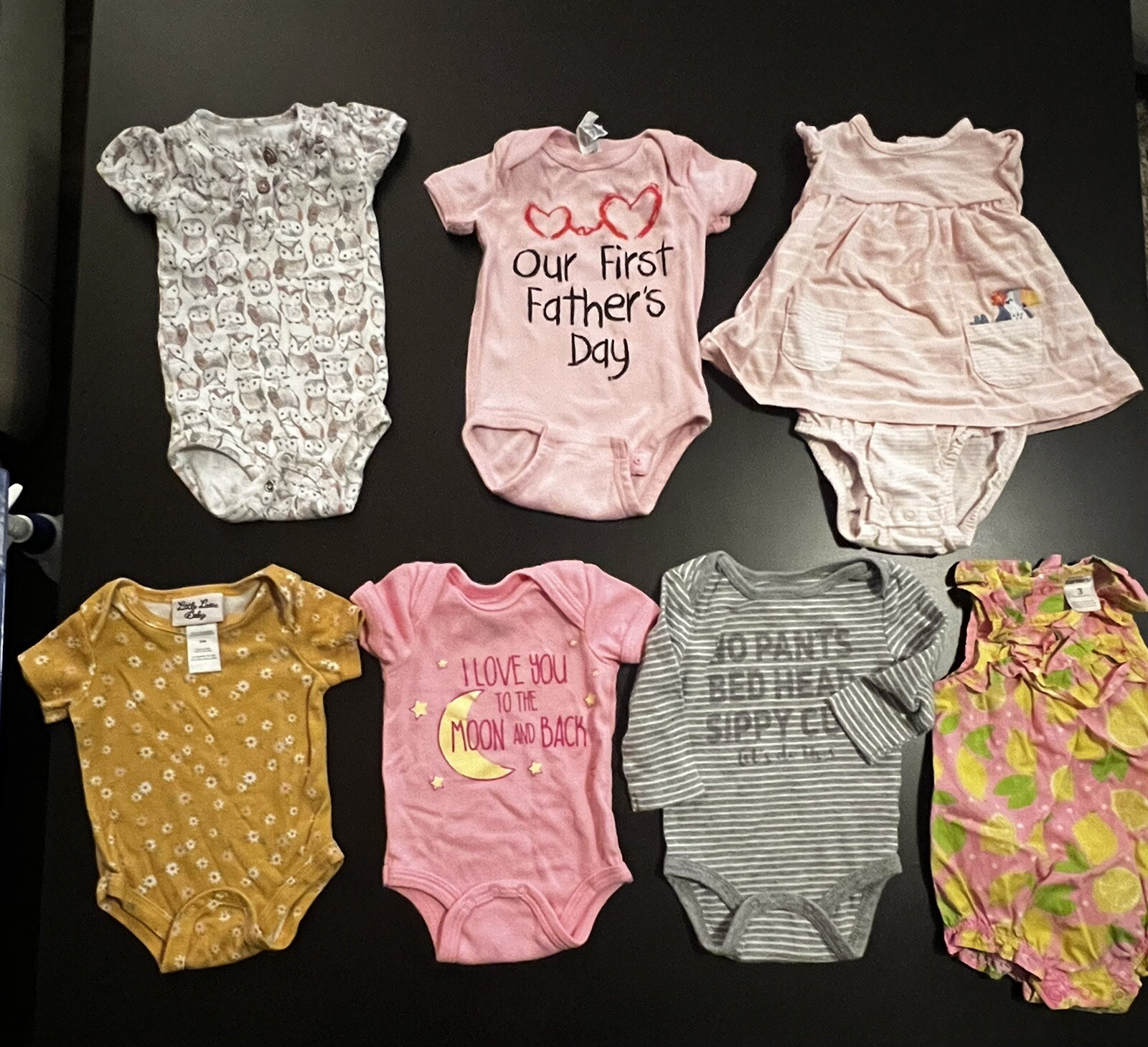 Lot Of 7 Girls 3 6 Month Bodysuits One Piece 107 Ebay