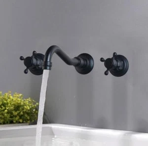 Grifo mezclador de lavabo para bañera cascada montaje en pared giratorio de 2 manijas - Imagen 1 de 8