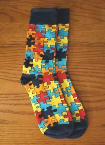 Autism Puzzle Piece Print Crew Socks 1 Pair NWOT Unbranded Unisex *Small* - Picture 1 of 1