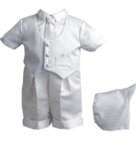 Baby Boy White 3 Pc Christening Baptism Set 6/9 Months - Picture 1 of 7