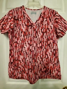 Activate-Med Couture Scrub Top Size M-Shades of Pink V-Neck-Chest 21"/ L 27" - Picture 1 of 5