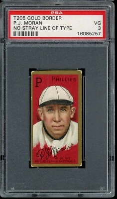 Béisbol 1911 T205 Gold Border Pat Moran sin Stray Line PSA 3 Foto 1 de 2