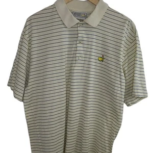 Vintage Masters National Golf Shop Yellow/Blue Stipe Mens Polo SZ L Hong Kong - Foto 1 di 11