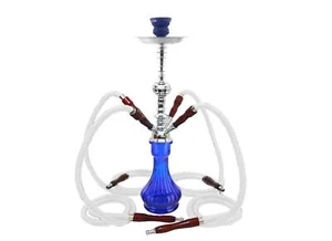 4 Schläuche Shisha Verkauf Ruhm Luxus Blue Grandeur Vase Narguile Glas Wasser - Bild 1 von 6