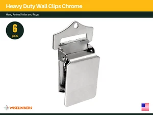 Clips de pared cromados de alta resistencia para clips colgantes de alfombras (paquete de 6) WISEELINKERS - Imagen 1 de 9