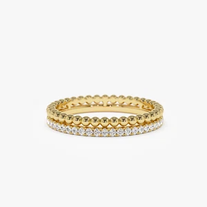 Fede Nuziale Eternità Diamante Taglio Tondo Naturale 0,20 Ct Oro Giallo 14k - Foto 1 di 6