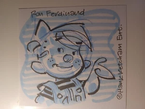 Ron Ferdinand "Dennis" original Autogramm und Zeichnung 8,5 * 8,5 cm / Comic - Bild 1 von 2