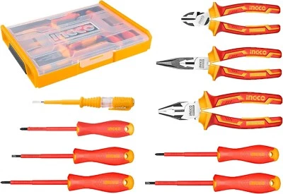 Pinza Cacciaviti isolanti elettricista 1000V INGCO Set 9Pz Cercafase + Valigetta - Imagen 1 de 4