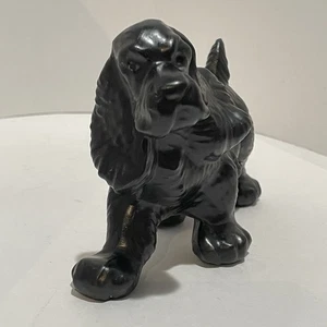 Vintage Ceramic Black Cocker Spaniel Figurine 4” Tall x 5.75” Long x 2.5” Wide - Picture 1 of 11