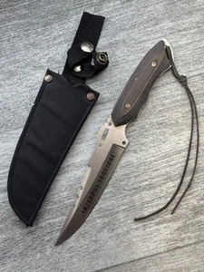 Interpol Tactical Fixed Clip Blade Full Tang Parkawood Thumb Grip Knife W/Sheath - Picture 1 of 19