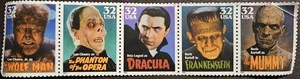 Scott de Estados Unidos # 3168 - 3172 - Monstruos de películas clásicas - Tira de cinco estampillas - USADAS - Imagen 1 de 1